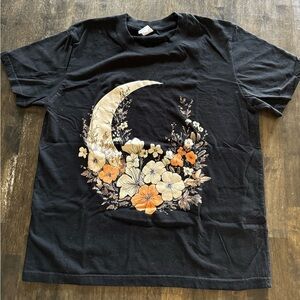 Black Floral Moon Shirt, M